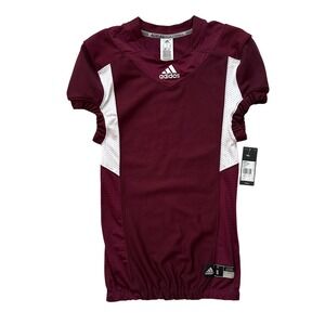 New Adidas Techfit Hyped‎ Football Jersey Maroon White Athletic Top Mens Small